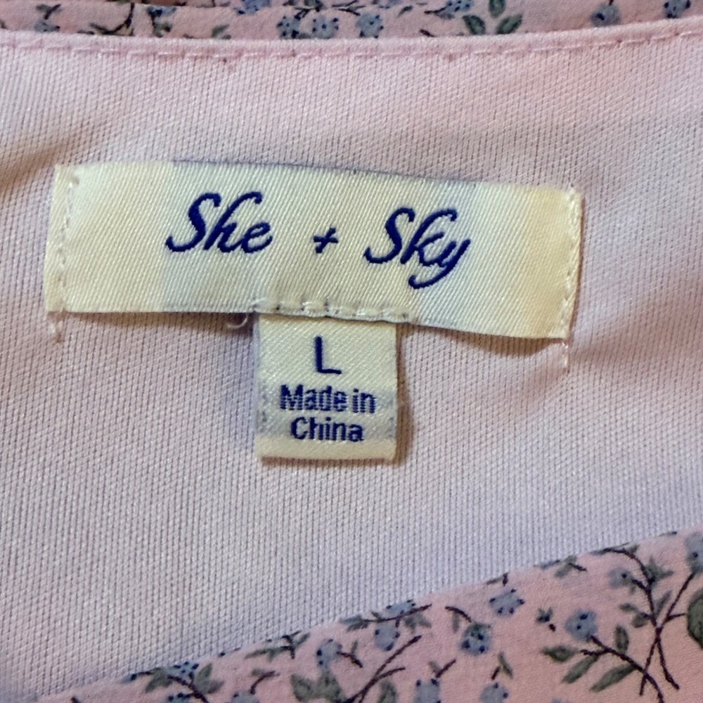 She + Sky Floral Ruched Mini Dress Size L - Picture 7 of 11